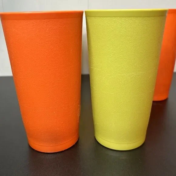 Vintage Tupperware Tumblers Cups 873 - 12 oz. Harvest Colors Set of 5 Stackable - Picture 3 of 14